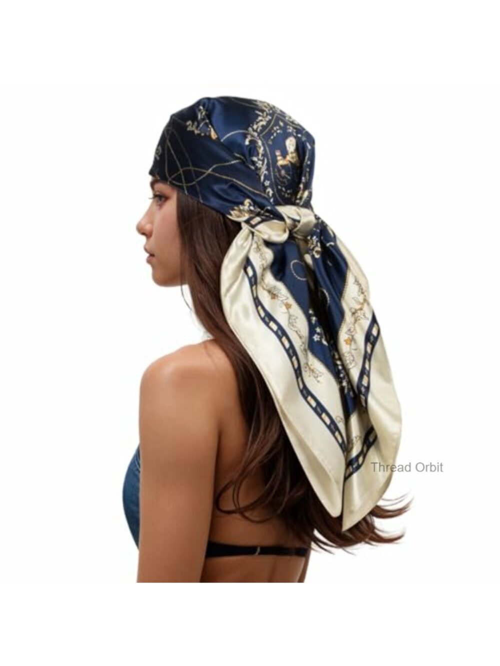 35" Silky Polyester Women's Head Scarf Square Hair Wrap Neckerchief